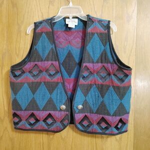 Side Saddle Women's 1XL Vest Rodeo Vintage Tapestry Southwest Cowgirl